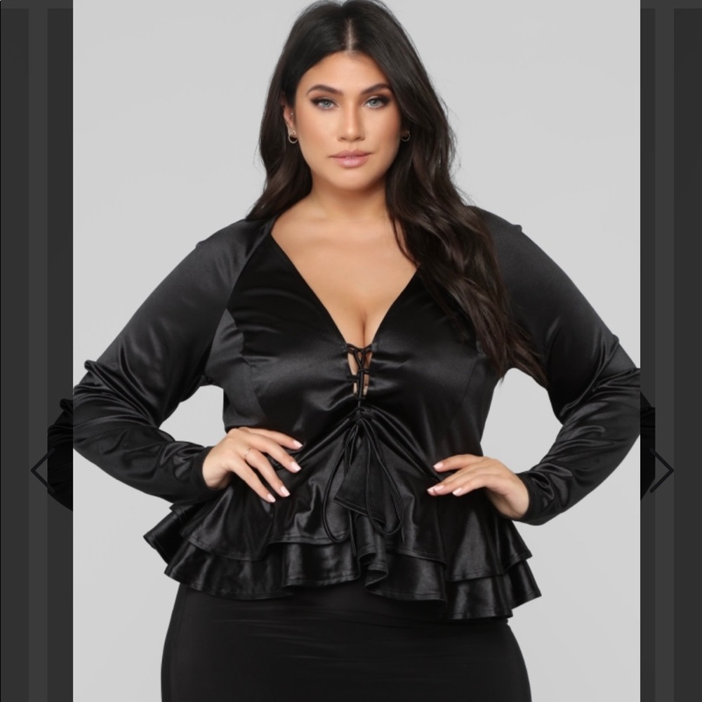 Fashion Nova Black Long Sleeve Blouse